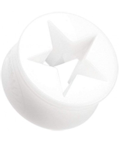 Hollow Star Double Flared Ear Gauge Plug 0 GA (8mm), White $9.17 Body Jewelry