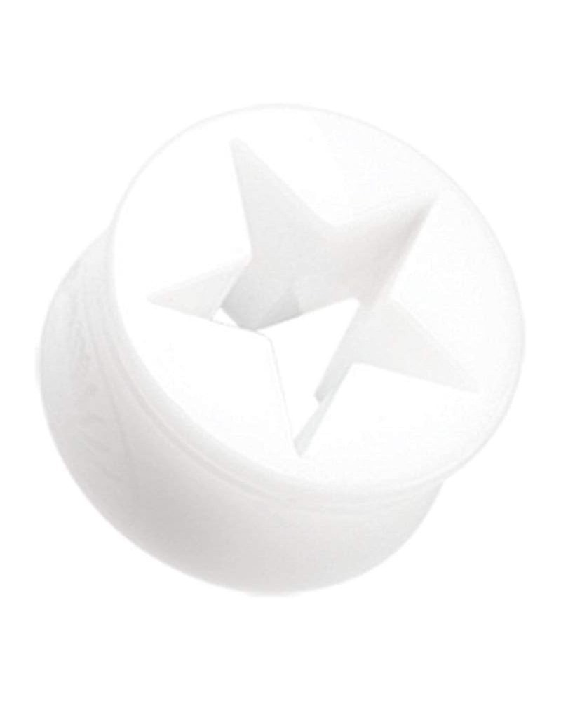 Hollow Star Double Flared Ear Gauge Plug 0 GA (8mm), White $9.17 Body Jewelry