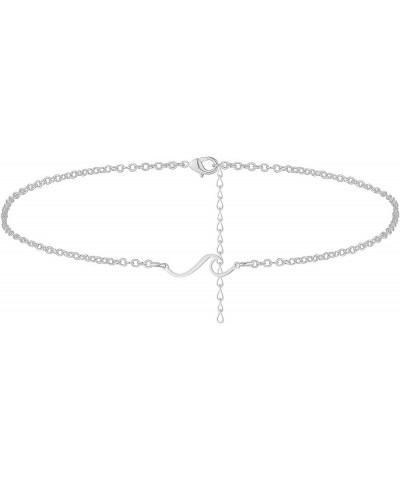 Wave Anklet Bracelet for Women Teen Girls,Charm Summer Surfer Beach Link Foot Ankle Bracelets Jewelry Silver $6.00 Anklets