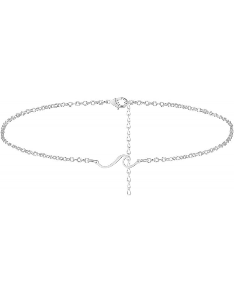 Wave Anklet Bracelet for Women Teen Girls,Charm Summer Surfer Beach Link Foot Ankle Bracelets Jewelry Silver $6.00 Anklets