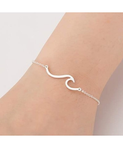 Wave Anklet Bracelet for Women Teen Girls,Charm Summer Surfer Beach Link Foot Ankle Bracelets Jewelry Silver $6.00 Anklets