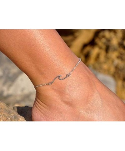 Wave Anklet Bracelet for Women Teen Girls,Charm Summer Surfer Beach Link Foot Ankle Bracelets Jewelry Silver $6.00 Anklets