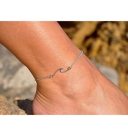 Wave Anklet Bracelet for Women Teen Girls,Charm Summer Surfer Beach Link Foot Ankle Bracelets Jewelry Silver $6.00 Anklets