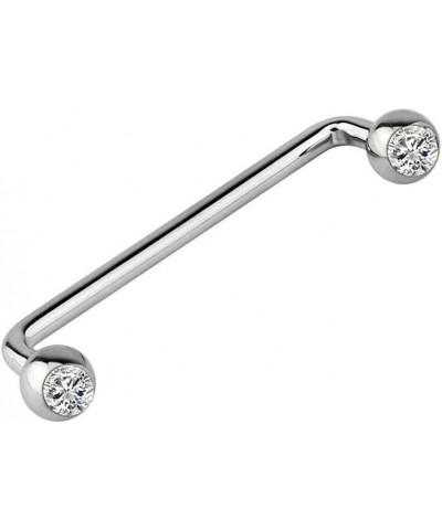 316L Surgical Steel Staple Barbell 14G Surface Piercing Jewelry Internally Threaded Surface Barbell With 4mm Press Fit CZ Cry...