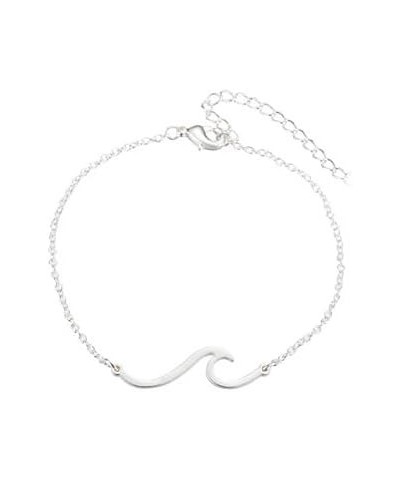 Wave Anklet Bracelet for Women Teen Girls,Charm Summer Surfer Beach Link Foot Ankle Bracelets Jewelry Silver $6.00 Anklets