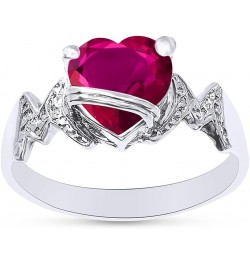 Heart Shape Simulated Birthstone In 14K White Gold Over 925 Sterling Silver Simulated Ruby $28.99 Necklaces