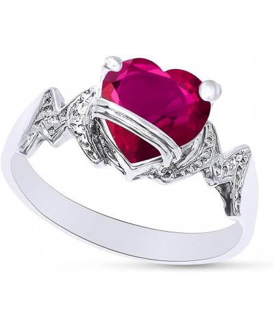 Heart Shape Simulated Birthstone In 14K White Gold Over 925 Sterling Silver Simulated Ruby $28.99 Necklaces