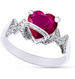 Heart Shape Simulated Birthstone In 14K White Gold Over 925 Sterling Silver Simulated Ruby $28.99 Necklaces