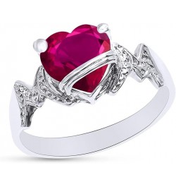 Heart Shape Simulated Birthstone In 14K White Gold Over 925 Sterling Silver Simulated Ruby $28.99 Necklaces