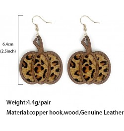 Thanksgiving Fall Pumpkin Leopard Print Acrylic Wooden Dangle Drop Earrings Handmade Lightweight Fall Glitter Pumpkin Earring...