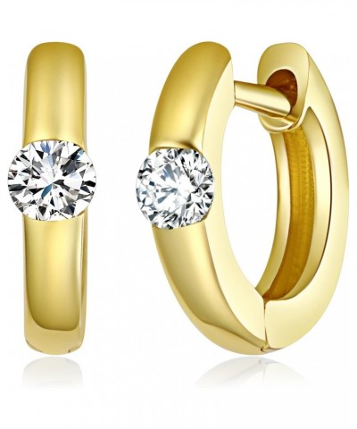 14k REAL Yellow Gold 1mm Thickness Fancy Huggie Hoop Earrings (9mm Diameter) $48.30 Earrings