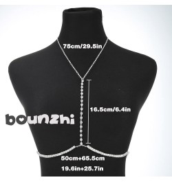 Sexy Rhinestone Body Chain Bra Crystal Waist Body Jewelry Boho Bikini Body Necklace Crossover for Women and Girls Silver $9.3...