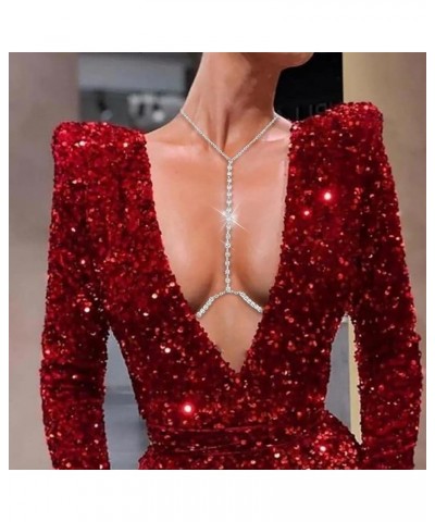 Sexy Rhinestone Body Chain Bra Crystal Waist Body Jewelry Boho Bikini Body Necklace Crossover for Women and Girls Silver $9.3...