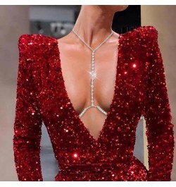 Sexy Rhinestone Body Chain Bra Crystal Waist Body Jewelry Boho Bikini Body Necklace Crossover for Women and Girls Silver $9.3...