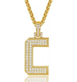 Men Cubic Zirconia 0-9 Number Pendant, Bling Initial Letter Necklace, Lucky Jewelry Necklace, Gold Plated/Silver Color-Send G...