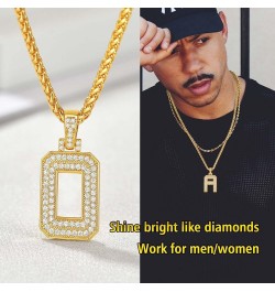 Men Cubic Zirconia 0-9 Number Pendant, Bling Initial Letter Necklace, Lucky Jewelry Necklace, Gold Plated/Silver Color-Send G...