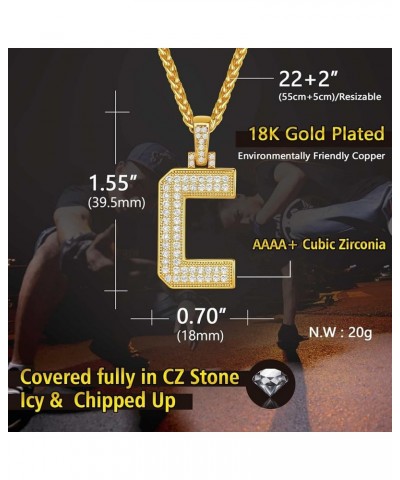 Men Cubic Zirconia 0-9 Number Pendant, Bling Initial Letter Necklace, Lucky Jewelry Necklace, Gold Plated/Silver Color-Send G...