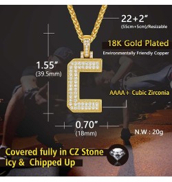 Men Cubic Zirconia 0-9 Number Pendant, Bling Initial Letter Necklace, Lucky Jewelry Necklace, Gold Plated/Silver Color-Send G...