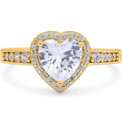 Heart Promise Ring Halo Heart Round Simulated Cubic Zirconia 925 Sterling Silver Yellow Tone, Simulated Cubic Zirconia $13.50...