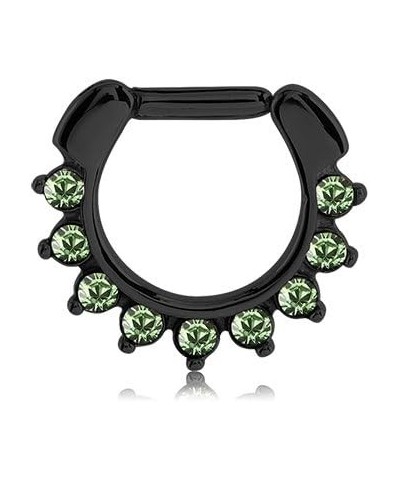 Black-Tone 316L Surgical Steel Septum Clicker Helix Nose Ring Ear Cartilage Green Choose Your Size & Gauge 10mm Diameter - 14...