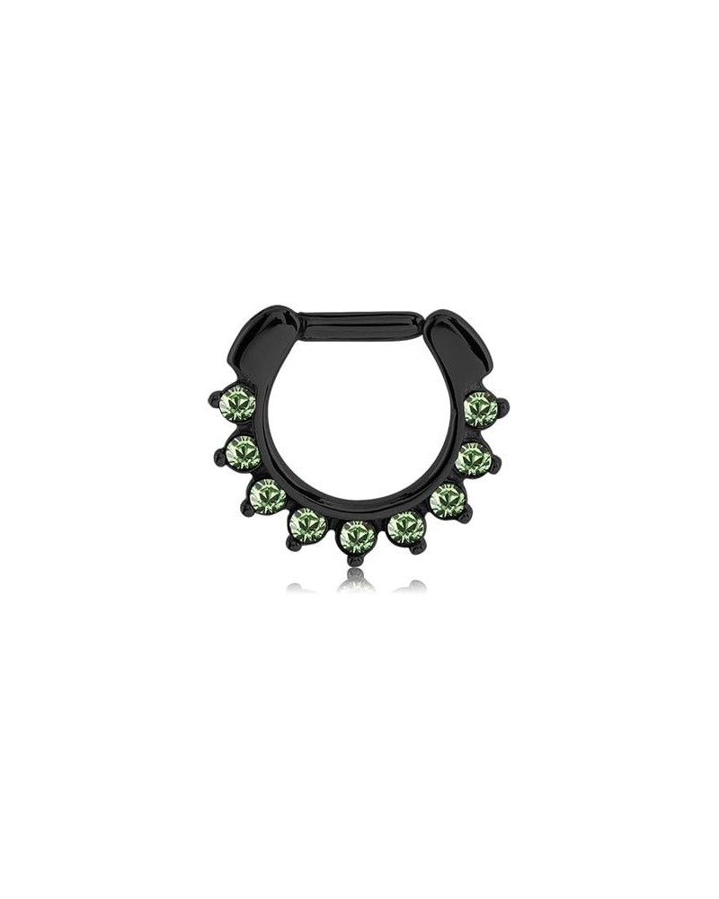 Black-Tone 316L Surgical Steel Septum Clicker Helix Nose Ring Ear Cartilage Green Choose Your Size & Gauge 10mm Diameter - 14...