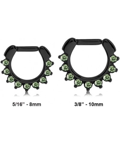 Black-Tone 316L Surgical Steel Septum Clicker Helix Nose Ring Ear Cartilage Green Choose Your Size & Gauge 10mm Diameter - 14...