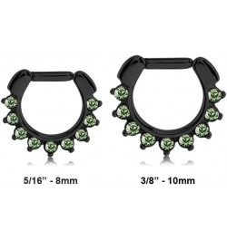 Black-Tone 316L Surgical Steel Septum Clicker Helix Nose Ring Ear Cartilage Green Choose Your Size & Gauge 10mm Diameter - 14...