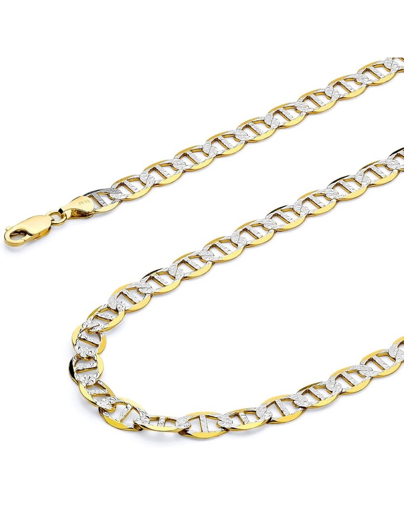 14K Solid Gold Flat Mariner Chains (Select Options) 26 Inches White And Yellow Gold $43.26 Necklaces