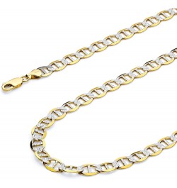 14K Solid Gold Flat Mariner Chains (Select Options) 26 Inches White And Yellow Gold $43.26 Necklaces