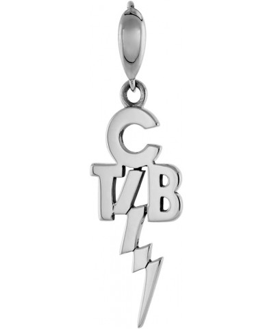 Sterling Silver Elvis's Motto take Care of Business TCB Necklace Antiqued finish 1 1/4 inch tall, 16-30 inch 0.8mm Box Chain ...