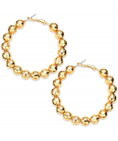 Gold Disco Ball Hoop Earrings Disco Ball Earrings 60's or 70's Silver Gold Disco Ball Earrings for Women Gold $7.69 Earrings