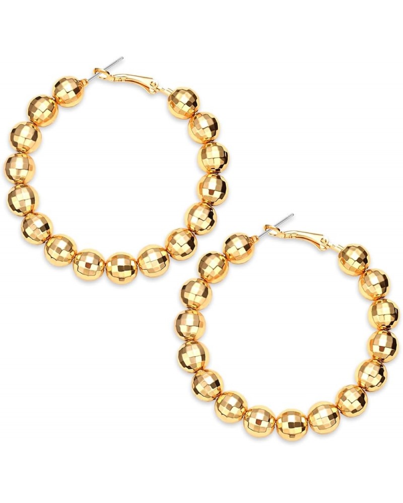 Gold Disco Ball Hoop Earrings Disco Ball Earrings 60's or 70's Silver Gold Disco Ball Earrings for Women Gold $7.69 Earrings