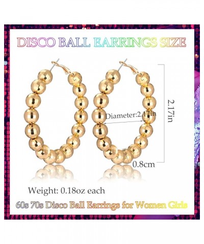 Gold Disco Ball Hoop Earrings Disco Ball Earrings 60's or 70's Silver Gold Disco Ball Earrings for Women Gold $7.69 Earrings