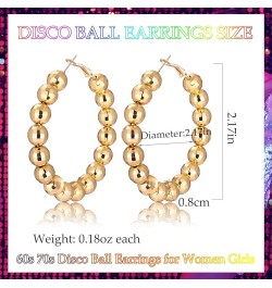 Gold Disco Ball Hoop Earrings Disco Ball Earrings 60's or 70's Silver Gold Disco Ball Earrings for Women Gold $7.69 Earrings