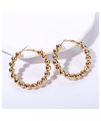 Gold Disco Ball Hoop Earrings Disco Ball Earrings 60's or 70's Silver Gold Disco Ball Earrings for Women Gold $7.69 Earrings