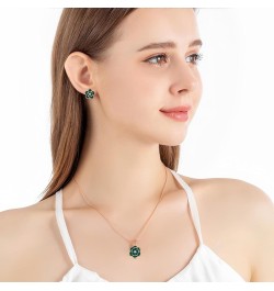 Dainty Flower Pendant Necklace Earrings for Women 14K Gold Plated Hypoallergenic Jewelry Sets Green /Rose Gold-tone $14.39 Je...