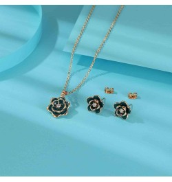 Dainty Flower Pendant Necklace Earrings for Women 14K Gold Plated Hypoallergenic Jewelry Sets Green /Rose Gold-tone $14.39 Je...