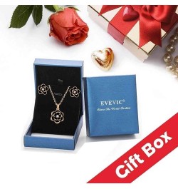 Dainty Flower Pendant Necklace Earrings for Women 14K Gold Plated Hypoallergenic Jewelry Sets Green /Rose Gold-tone $14.39 Je...