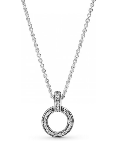 Double Circle Pendant & Necklace - Elegant Women's Jewelry - Great Gift for Her - Sterling Silver & Cubic Zirconia - 17.7 $36...