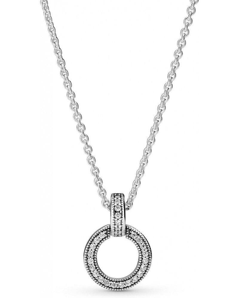 Double Circle Pendant & Necklace - Elegant Women's Jewelry - Great Gift for Her - Sterling Silver & Cubic Zirconia - 17.7 $36...