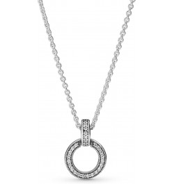 Double Circle Pendant & Necklace - Elegant Women's Jewelry - Great Gift for Her - Sterling Silver & Cubic Zirconia - 17.7 $36...