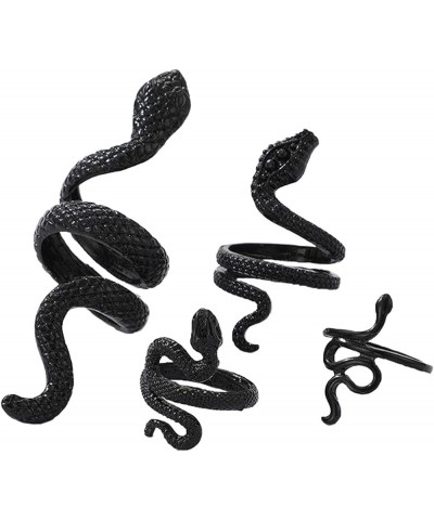 4 Pcs Snake Ring for women Adjustable Gothic Knuckle Rings Vintage Punk Snake Open Rings Black $6.83 Rings