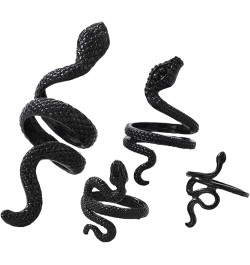 4 Pcs Snake Ring for women Adjustable Gothic Knuckle Rings Vintage Punk Snake Open Rings Black $6.83 Rings