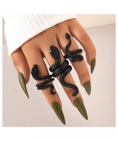 4 Pcs Snake Ring for women Adjustable Gothic Knuckle Rings Vintage Punk Snake Open Rings Black $6.83 Rings