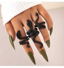 4 Pcs Snake Ring for women Adjustable Gothic Knuckle Rings Vintage Punk Snake Open Rings Black $6.83 Rings