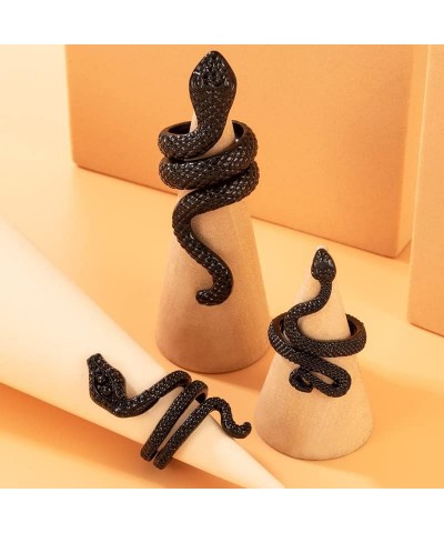 4 Pcs Snake Ring for women Adjustable Gothic Knuckle Rings Vintage Punk Snake Open Rings Black $6.83 Rings