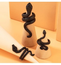 4 Pcs Snake Ring for women Adjustable Gothic Knuckle Rings Vintage Punk Snake Open Rings Black $6.83 Rings