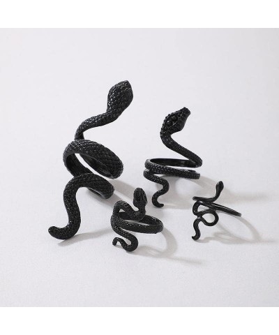 4 Pcs Snake Ring for women Adjustable Gothic Knuckle Rings Vintage Punk Snake Open Rings Black $6.83 Rings