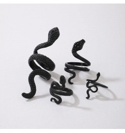 4 Pcs Snake Ring for women Adjustable Gothic Knuckle Rings Vintage Punk Snake Open Rings Black $6.83 Rings