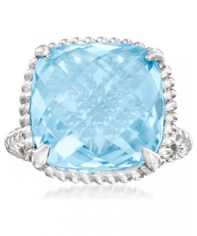 13.00 Carat Sky Blue Topaz Roped Ring in Sterling Silver. Size 6 $69.30 Rings